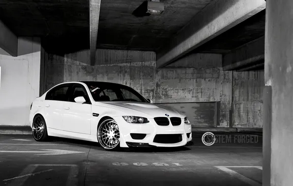 Picture white, BMW, BMW, Parking, white, the front part, E90, system forged