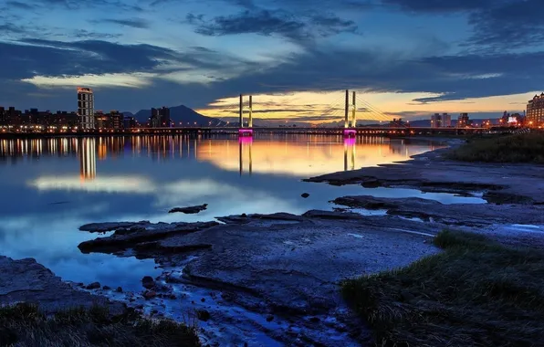The sky, water, bridge, the city, New York, New York
