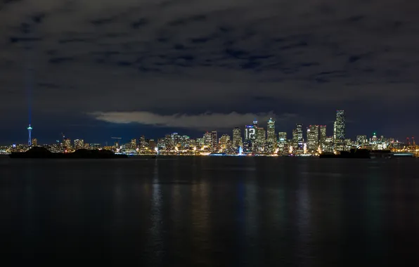 Night, the city, skyscrapers, panorama, Seattle