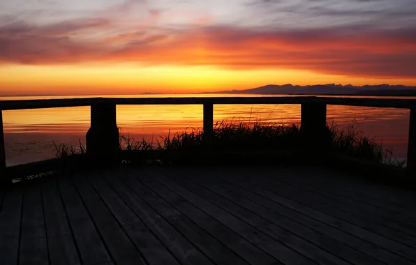 Picture sea, sunset, terrace