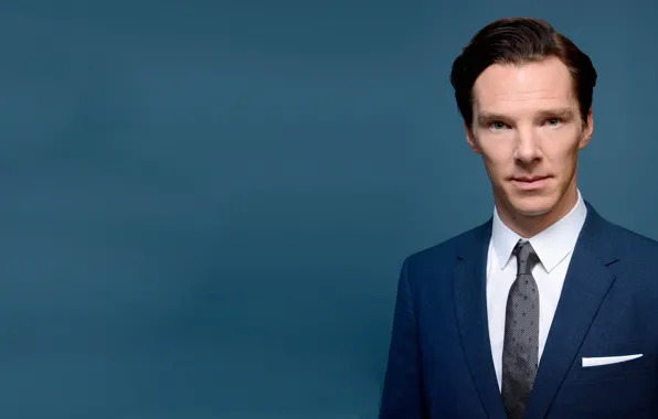 Blue background, Benedict Cumberbatch, Benedict Cumberbatch, British actor