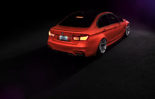 Picture BMW, Orange, Car, Tuning, Vossen, Low, Wheels, Rear
