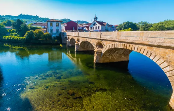Bridge, the city, river, Portugal, Arcos de Valdevez
