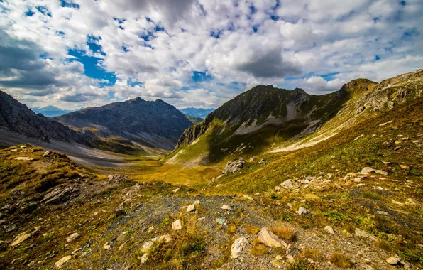 Picture clouds, mountains, Switzerland