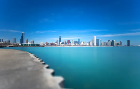 The city, lake, blue, Chicago, Michigan