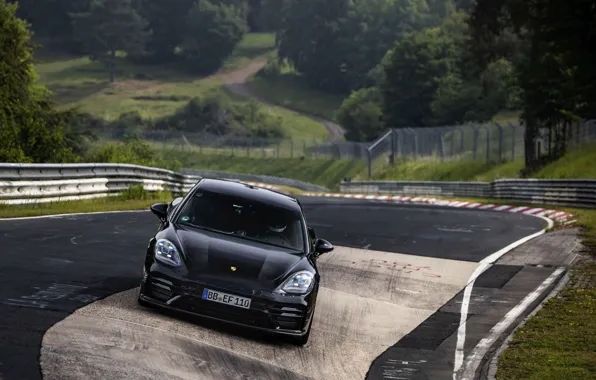 Picture black, track, Porsche, Panamera, The Nürburgring, 2020, Nordschleife, pre-series