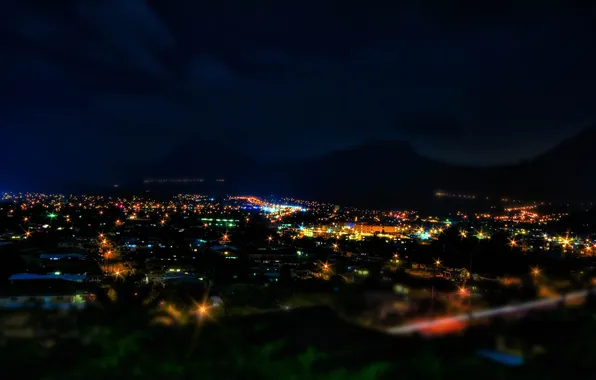 Mountains, night, street, home