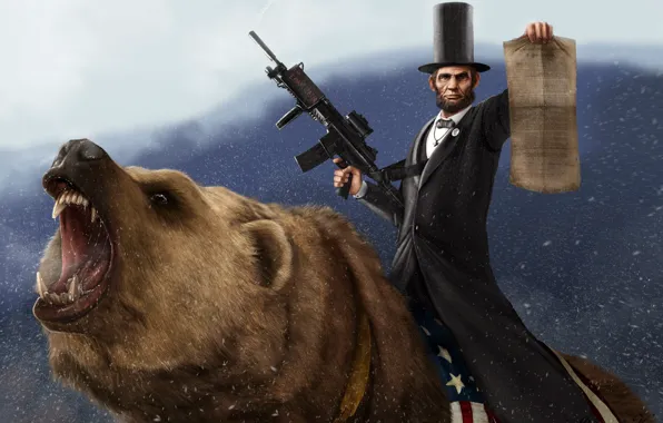 Picture snow, machine, Bear, proclamation, Abraham Lincoln