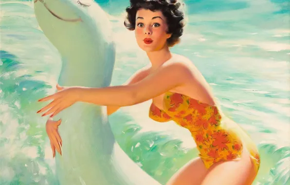 Swimsuit, girl, retro, pin up, Bill Medcalf