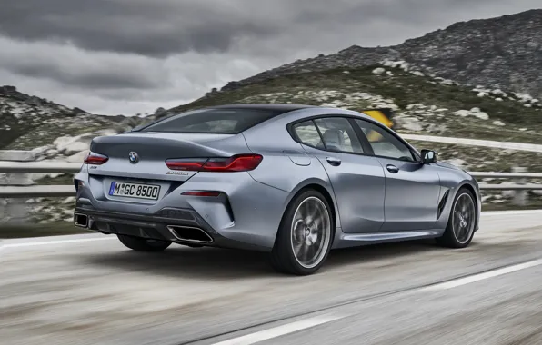 Picture asphalt, clouds, coupe, BMW, Gran Coupe, 8-Series, 2019, the four-door coupe