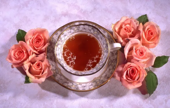 Picture tea, roses, Cup