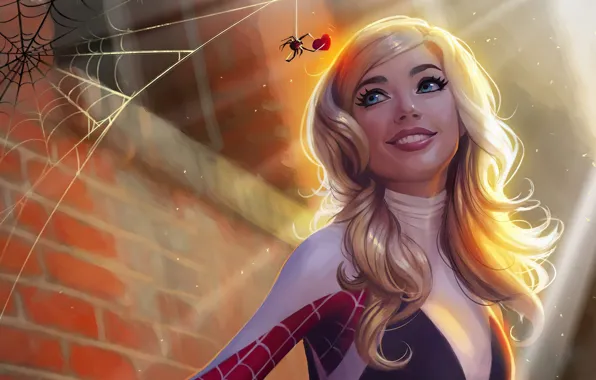 Love, smile, blonde, heart, Marvel, Marvel Comics, Comics, fan art