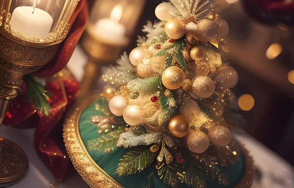 Balls, Christmas, New year, herringbone, AI art, neural network