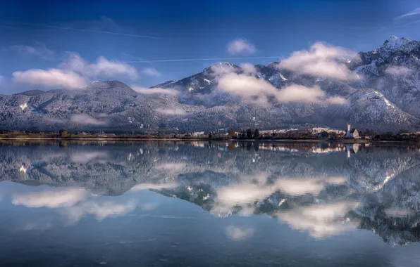 Picture mountains, reflection, Germany, Bayern, Alps, Germany, Bavaria, Alps