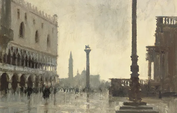 Picture, the urban landscape, Edward Seago, Winter Morning. The Doge's Palace. Venice