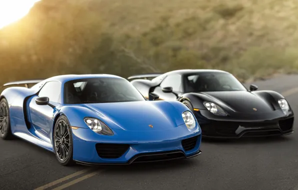 Picture Porsche, Blue, Black, 918, &ampamp;, Spyders