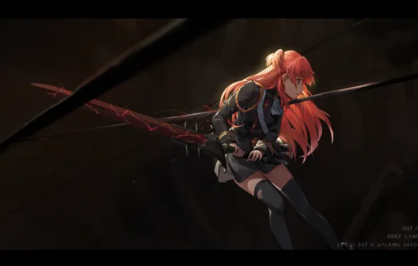 Picture girl, weapons, blood, sword, anime, form, wound, shuang ye