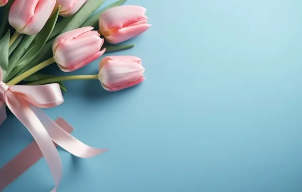 Flowers, pink, box, gift, bouquet, spring, Easter, tulips