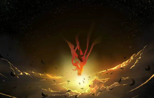 The sky, girl, art, guilty crown, inori yuzuriha, crown of guilt