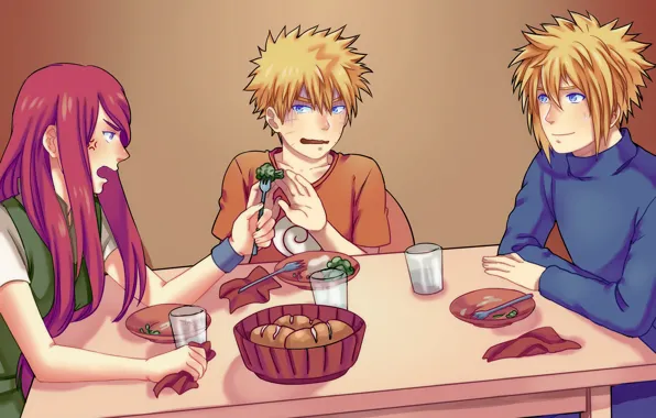 Wallpaper Naruto, naruto, art, Minato, broccoli, Breakfast, Kushina for ...