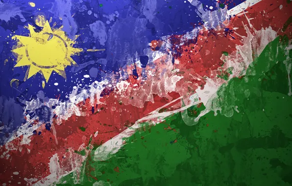 Paint, flag, Namibia, flag, Republic Of Namibia, Republic of Namibia, Republik Namibia, Republic of Namibia