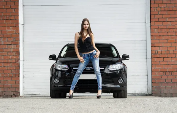Picture auto, look, Ford, Girls, beautiful girl, posing on the car