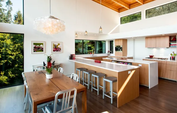 Interior, kitchen, Washington, Washington, dining room, Grand Avenue Home, Bainbridge Island, by Matthew Coates