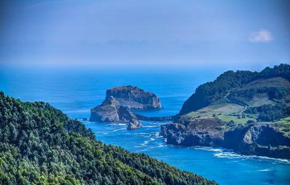 Sea, rocks, Spain, Bilbao