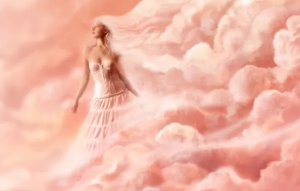 Picture women, clouds, pink