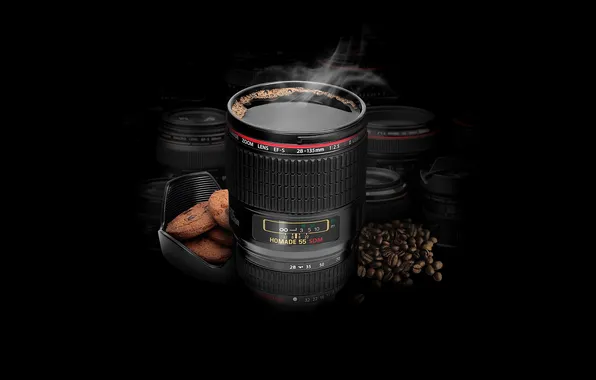 Picture coffee, grain, lens