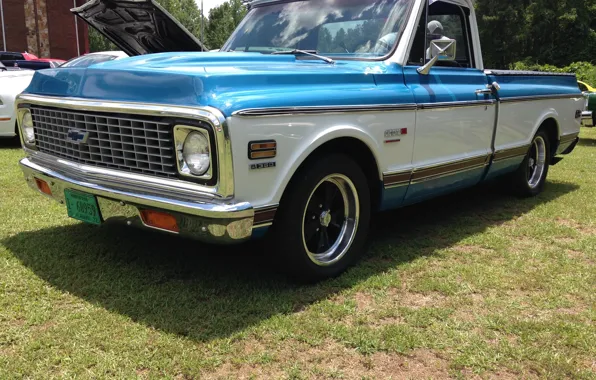 Chevrolet, Blue, White, Pickup