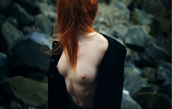Chest, model, Girl, red hair, redhead