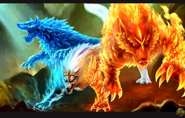 Picture ice, fire, wolf, hon, Heroes of Newerth, Gemini