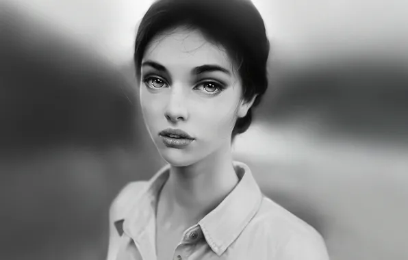 Girl, Look, Lips, Face, Girl, Eyes, Portrait, Art