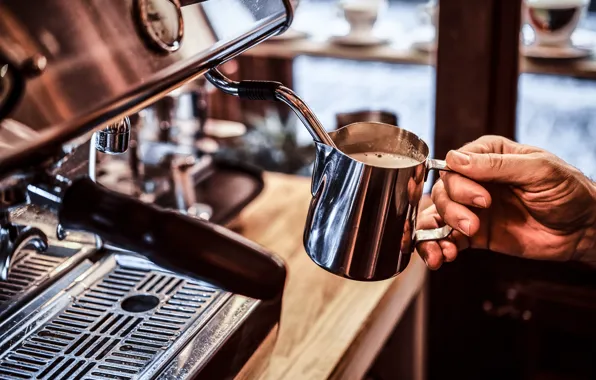 Picture metal, table, coffee, hot, hands, mug, drink, jet