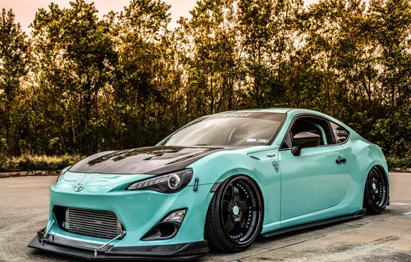 Machine, trees, Toyota, blue