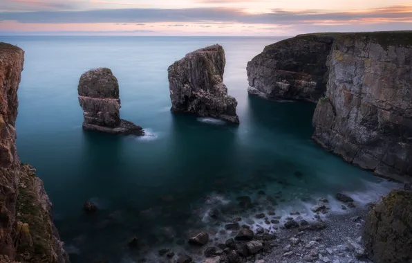Sea, the sky, clouds, landscape, nature, stones, rocks, shore