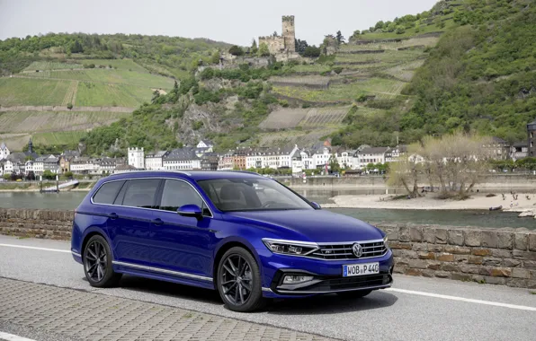 Picture blue, hills, Volkswagen, universal, Passat, R-Line, Variant, 2019