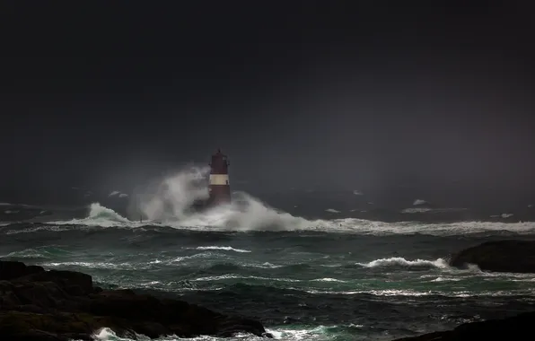 Sea, storm, lighthouse