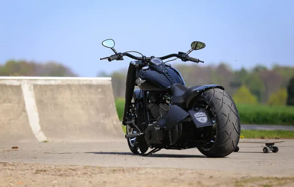 Black, motorcycle, bike, Harley Davidson, thunderbike customs