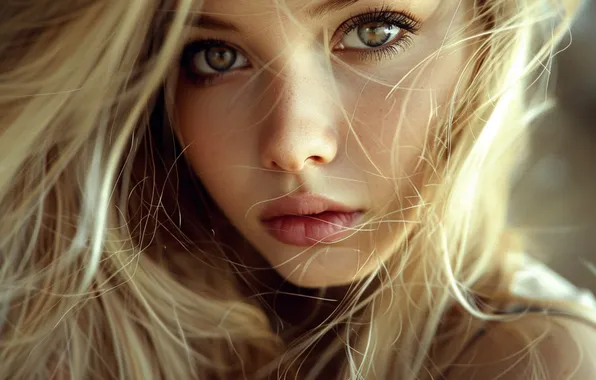 Look, girl, light, close-up, face, pose, eyelashes, portrait