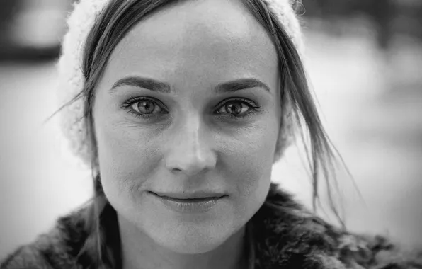 Look, black and white, actress, Diane Kruger, model, Diane Kruger