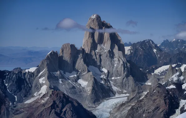 The sky, snow, mountains, mountain