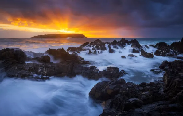 Sea, sunset, rocks, Australia, Australia, The great Australian Bay, Great Australian Bight, Waitpinga