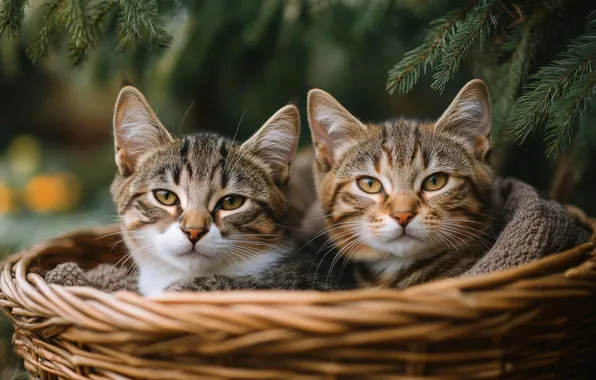 Cat, cat, look, branches, nature, comfort, kitty, grey