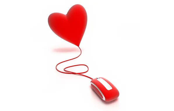 Red, heart, mouse