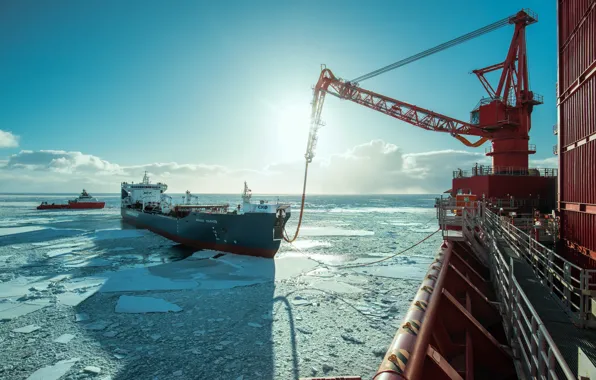 Picture Oil, The ship, Tanker, Prirazlomnaya, Pechora Sea, Shelf