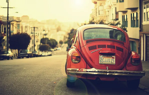 Auto, the city, transport, street, volkswagen, vintage, rarity, beetle