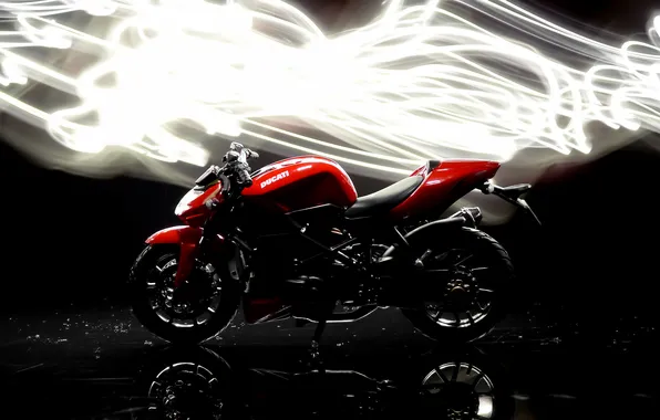 Picture background, dark, glow, motorcycle, ducati, Streetfighter