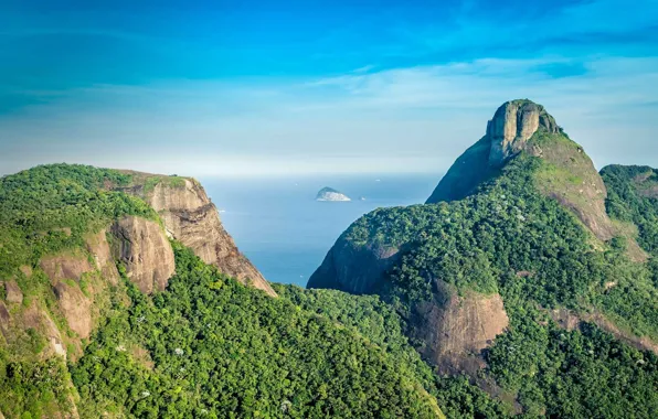 Sea, mountain, Brazil, Pedra da Gávea